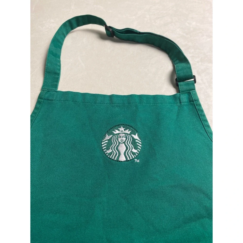 Starbucks Barista Apron Green Embroidered Siren Logo Two Pocket Adjustable Bib